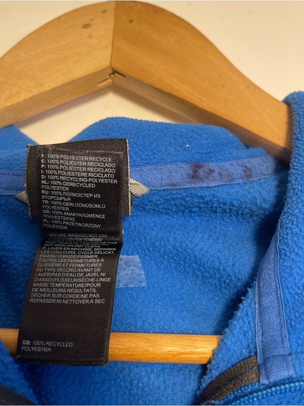 The North Face Sweater Mens Large Blue Fleece 1/4 Zip Mock Neck Pullover LOGO - Picture 9 of 9